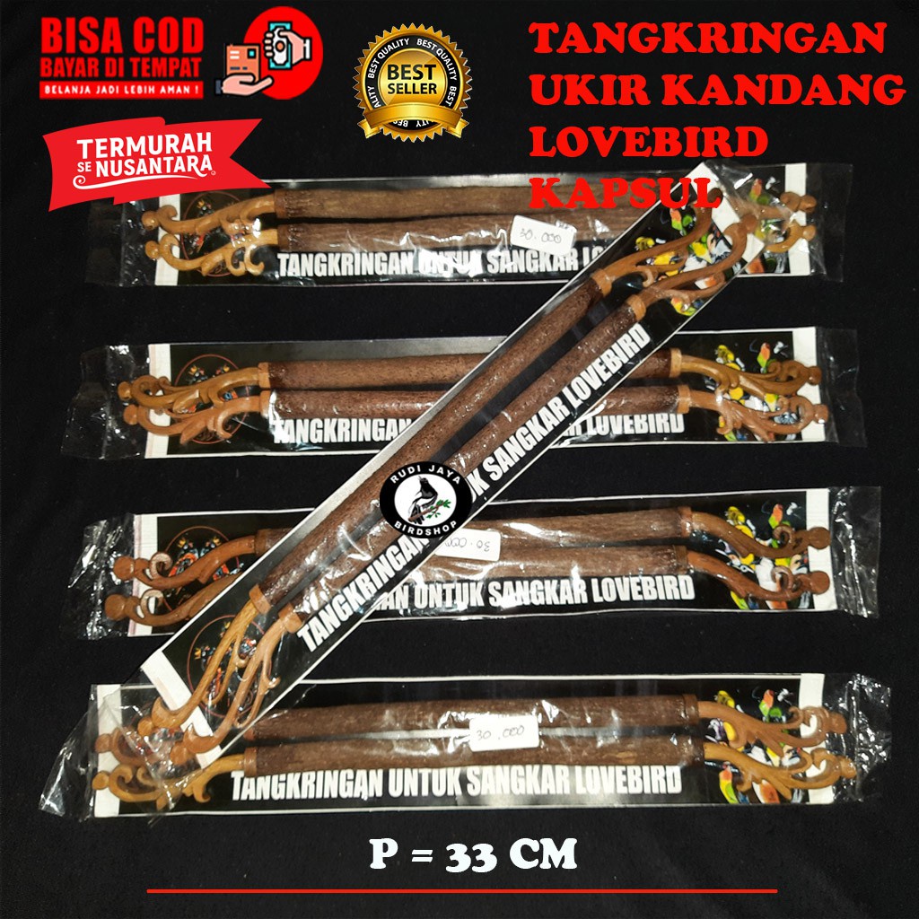 JUAL TANGKRINGAN UKIR KAYU ASEM ASAM BURUNG LOVEBIRD UKURAN KANDANG KAPSUL BESAR