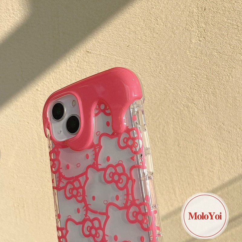 IPHONE Ins Korea Aesthetic Case Kompatibel Untuk Iphone8 7 Plus 11 12 13 14 Pro Max 8Plus 7Plus XR XS X Max SE 2020 Kartun Lucu Hello Kitty 3D Es Krim Lembut Silicon Penutup Belakang