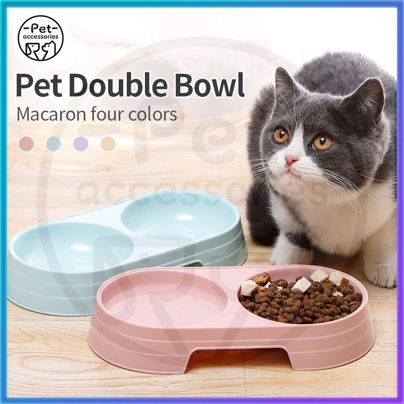 mangkuk double hewan peliharaan  anti licin anti semut 2 in 1 kotak makanan kucing anjing aksesoris hewan peliharaan
