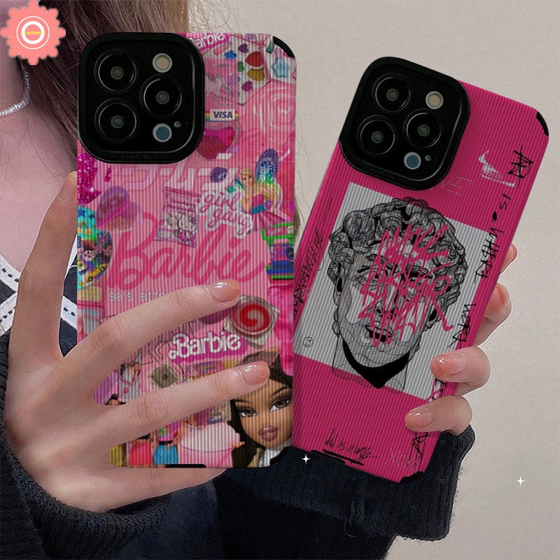 Ins Art Graffiti Great Aesthetic David Statue Case Kompatibel Untuk iPhone Xr7 8 Plus 11 14 12 13 Pro MAX X XS MAX Putri Cantik Barbie Tekstur Kulit Mewah Lembut Ponsel Cover