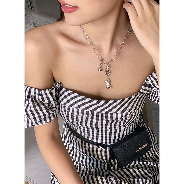 Goldkingdom Aksesoris Perhiasan Fashion Ready Stock Logam Partikel Beruang Carabiner Liontin Kalung Kepribadian Perempuan