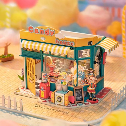 ROLIFE Robotime Rainbow Candy House DG158 DIY Dollhouse Miniatures Kit Perfect Gift For Your Love One