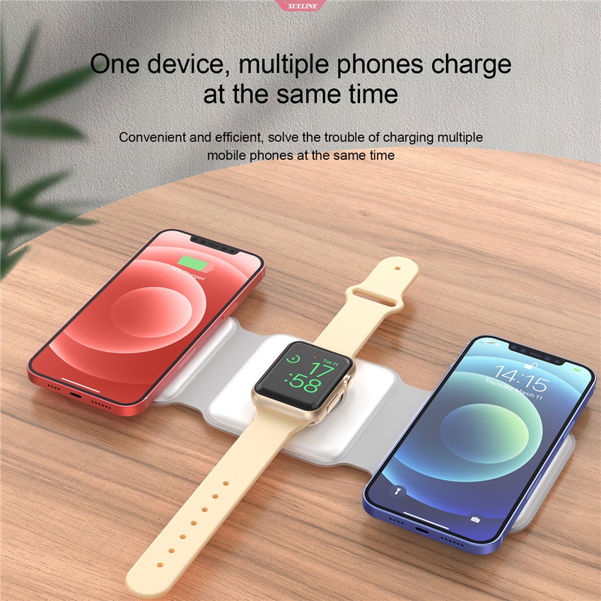 IPHONE 200w 3in1 Magnetic Wireless Charger Stand Pad Lipat Untuk Iphone14 13 12 Airpods Watch 8 7 6 Fast Charging Dock Station [ZXL]