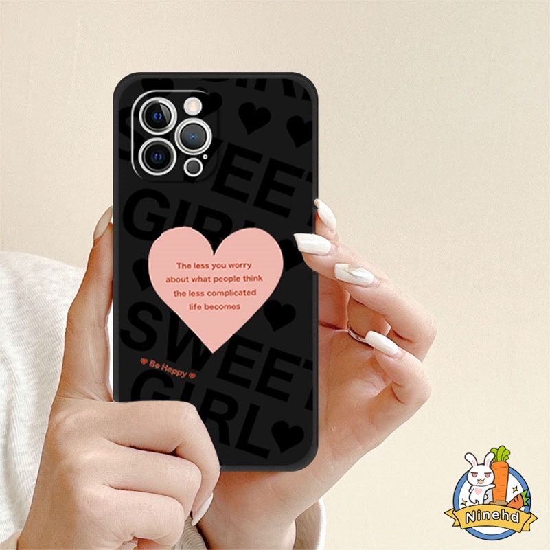 IPHONE Casing Kompatibel Untuk Iphone14 13 12 11 Pro Max X Xr Xs Max8 7 6 6s Plus SE 2020 Pasangan Hati Cinta Inggris Phone Case Warna Solid Silikon Tepi Lurus Shockproof Soft Cover