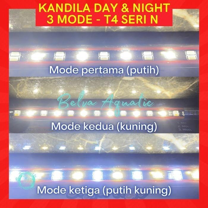 (GRATIS PACKING PIPA) LED Celup T4 Kandila Day Night 3 Mode N100 Lampu Aquarium 3 Mode 100 cm