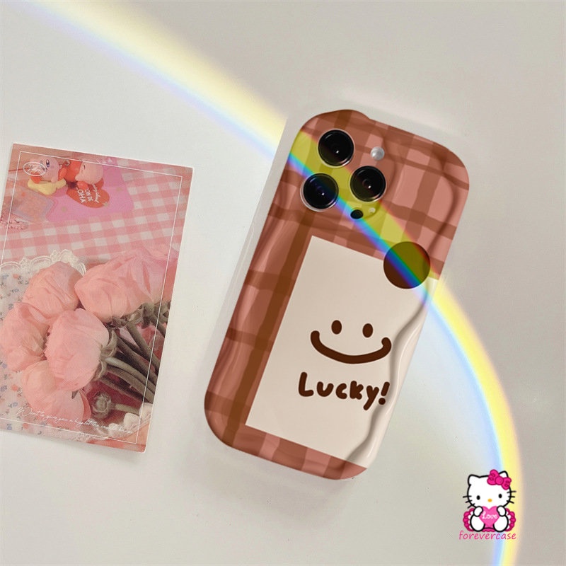 Pearl Milk Tea Grid Lucky Smile Splicing Case Untuk Redmi Note11 10 Pro Max Plus 10 11s 10s 10Pro Redmi 9C 9A 10C 9T 9 10 10A 9C NFC A1 A2 POCO M3 3D Wavy Curved Edge Soft Cover