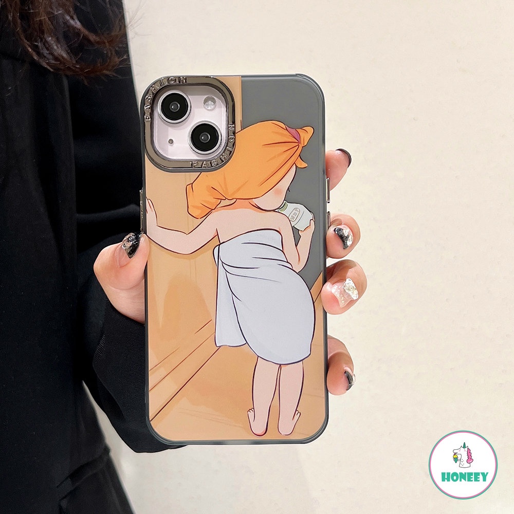 Handuk Mandi Seksi Gadis Case Untuk iPhone 11 Pro Max13 12 Pro Max iPhone 14 Pro Max XS XR 7Plus 8Plus Fashion Disepuh Cover Pelindung