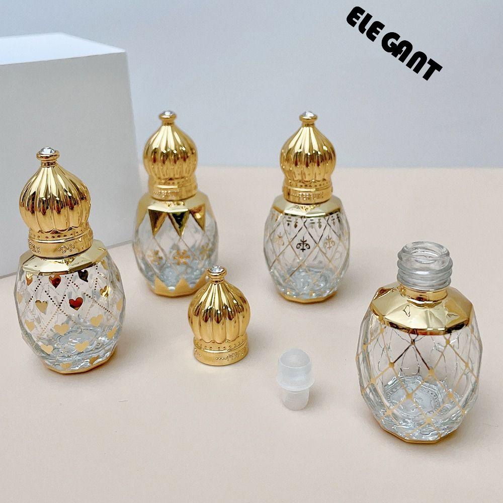 [Elegan] Botol Parfum Gold Portable Transparan Dekorasi Pernikahan Botol Isi Ulang Sample Vial Wadah Kosmetik Roller Ball Botol Vintage Roll on Bottle