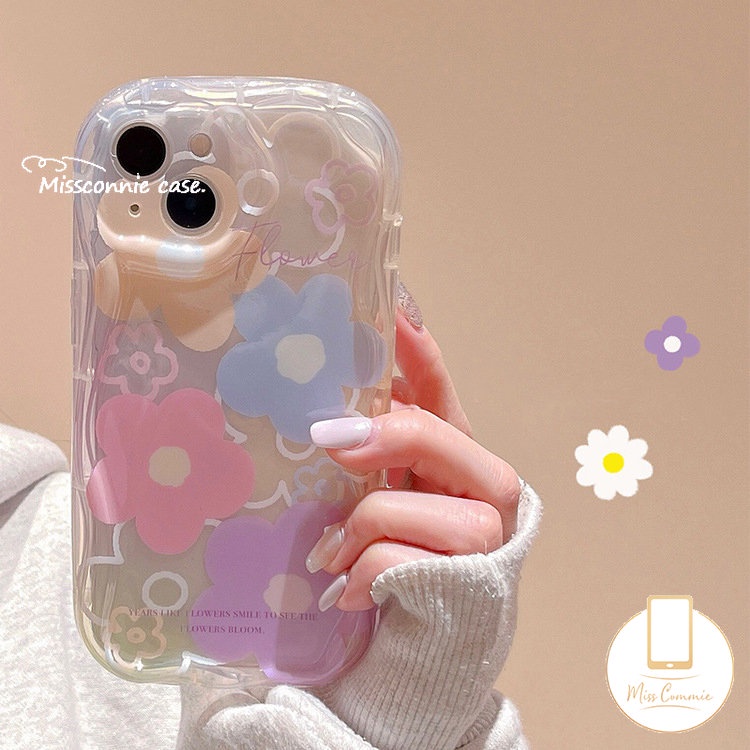 Case Bunga Segar Untuk Samsung A13 A20 A14 A32 A10s A23 A11 A02s A04 A20s A04s A12 A30 A24 A03s A50 A03 A52 A51 A21s A30s 3D Tepi Melengkung Bergelombang Glossy Lembut Tpu Floral Back Cover