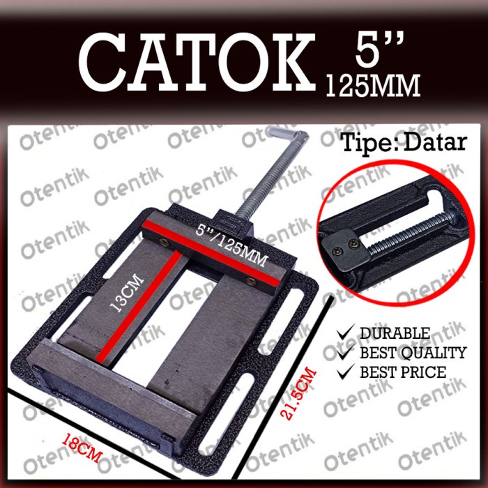 Catok Bor Datar 5" 125 MM - Ragum Untuk Bor Duduk Milling 125MM