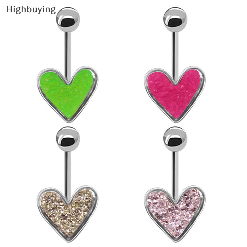 Hbid Fashion Hati Pusar Belly Button Rings Kupu-Kupu Daisy Bentuk Pusar Menjuntai Liontin Stainless Steel Perhiasan Tubuh Glory