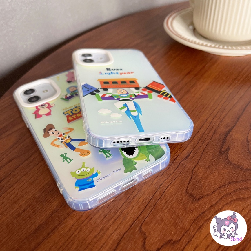 IPHONE Kompatibel Untuk Iphone11 14 13 12 Pro Max8 7Plus X Xs Xr Xs Max SE 2020 Happy Cartoon Toy Story Couple Perlindungan Lensa Gradien Laser Casing Ponsel TPU Lembut Penutup Anti Jatuh XJJJJ