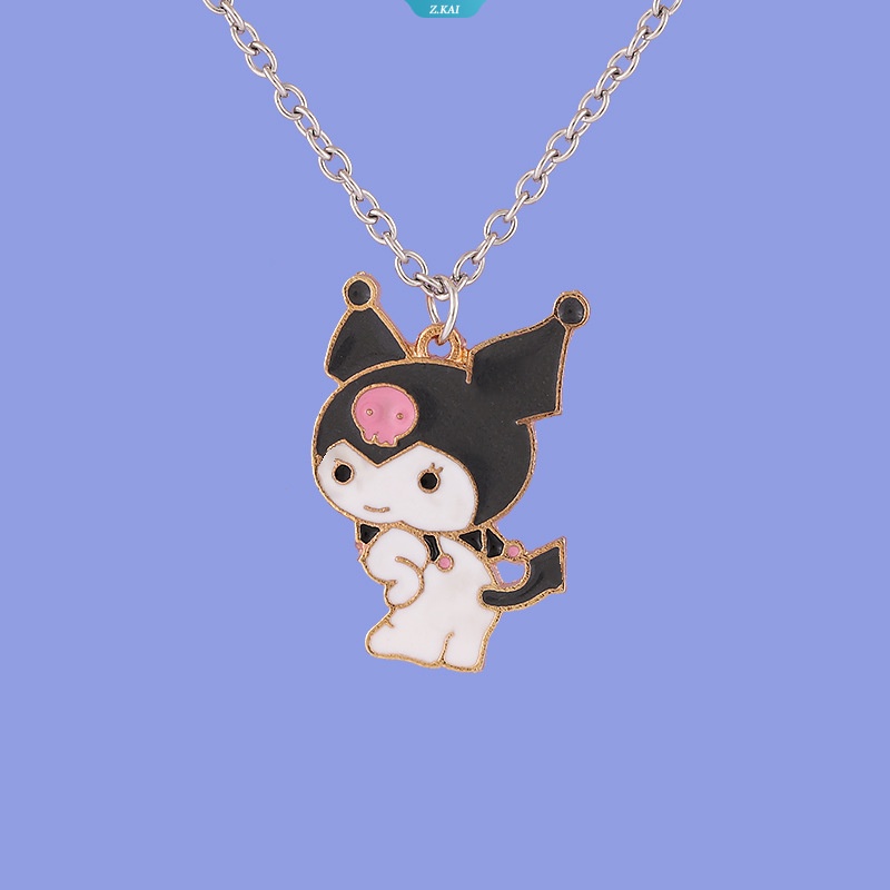 Sanrios Kawaii Kuromi My Melody Devil Alloy Kalung Kartun Liontin Perhiasan Lucu Ornamen Hadiah Gadis Wanita Mainan Ulang Tahun [ZK]