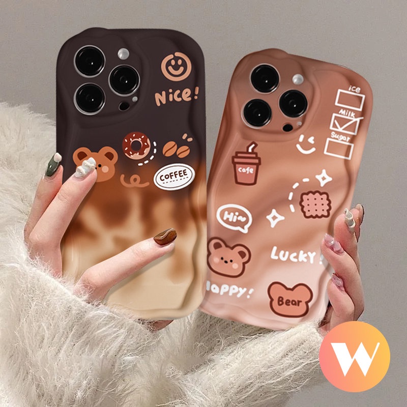 Casing Tpu Lembut 3D Wavy Curved Edge Smiley Gradient Cute Bear Untuk Vivo Y15 Y33s Y91C Y11 Y15s Y30 Y15A Y35 Y12 Y20 Y16 Y17 Y22s Y22 Y31 Y91 Y95 Y12s Y20i Y51A Y21s Y21 Y12i Y02 Y51