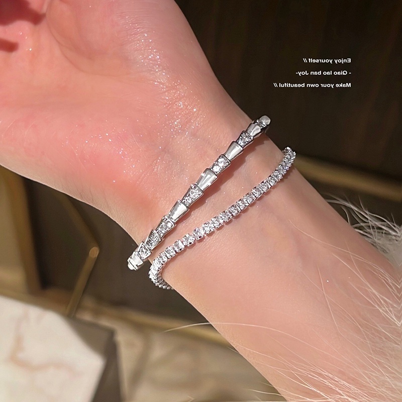 Gelang Geometris Bahan Alloy Berlian Imitasi Korea Untuk Wanita