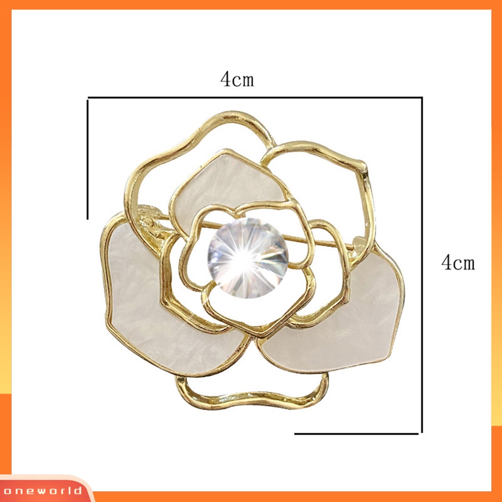 [ONE] Camellia Bros Berongga Temperamen Elegan Peri Hadiah Berkilau Kristal Imitasi Berbentuk Bunga Setelan Bisnis Kerah Pin Perhiasan Fashion