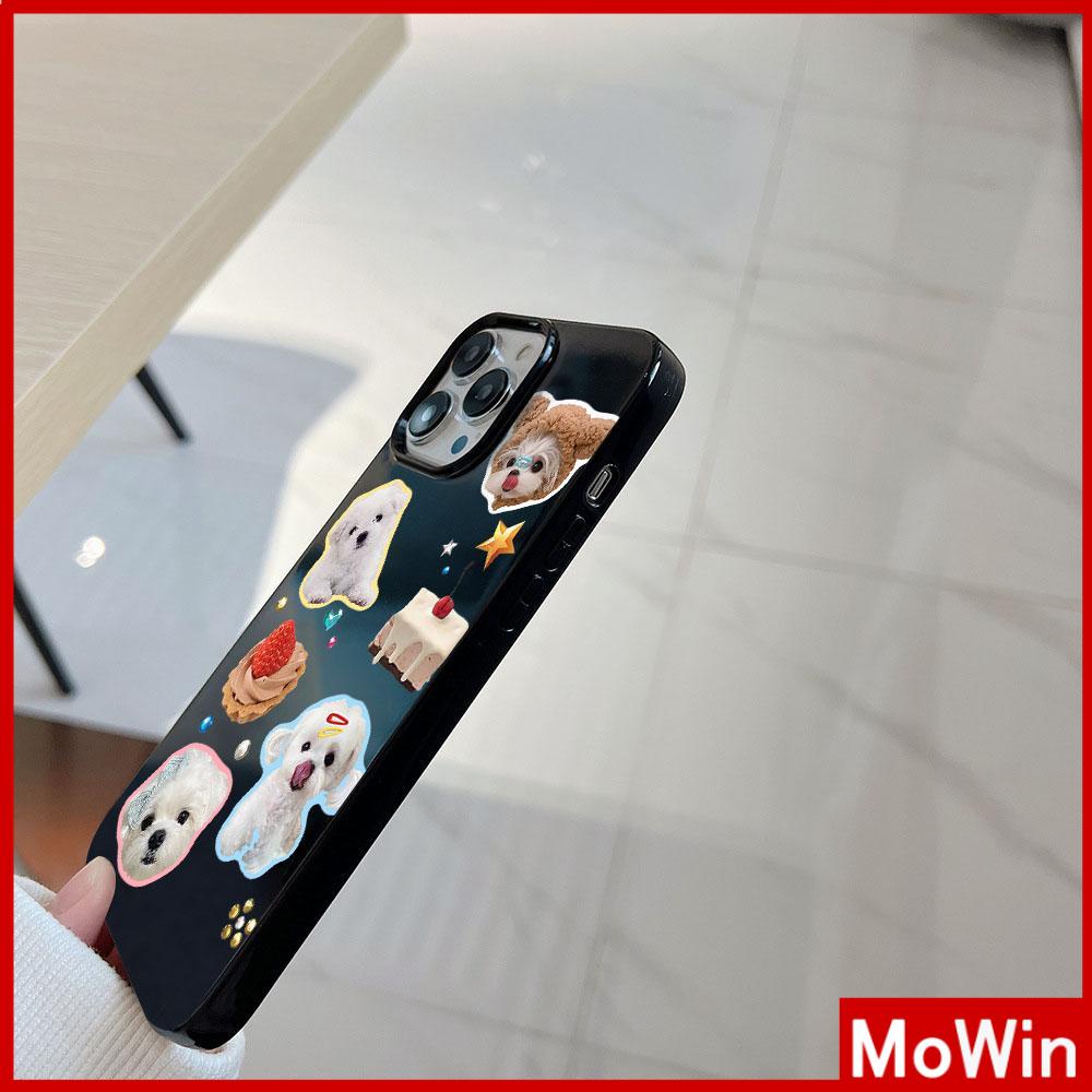 Untuk iPhone 11 iPhone Case Hitam Glossy TPU Soft Case Shockproof Protection Camera Cute Bear Dog Back View Kompatibel dengan iPhone 14 13 Pro max 12 Pro Max xr xs max 7Plus 8Plus