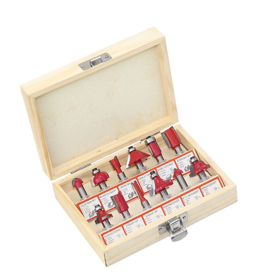 Mata Profil Set 12pcs Trimmer Router Bits Set 1/4” Kayu Router Mailtank Woodworking Shank Trimmer/PROMO Router Bit Set 12 Pcs - Mata Profil Set Mata Trimmer Set 12 pcs