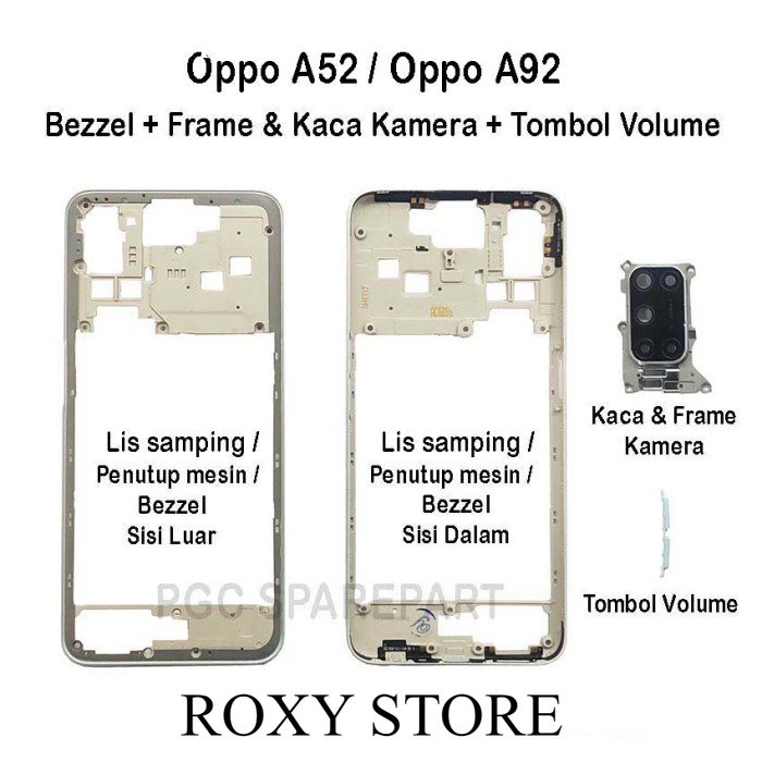 Bezzel + Kaca Kamera Tombol Oppo A52 A92 CPH2061 CPH2069 CPH2059 Bejel -