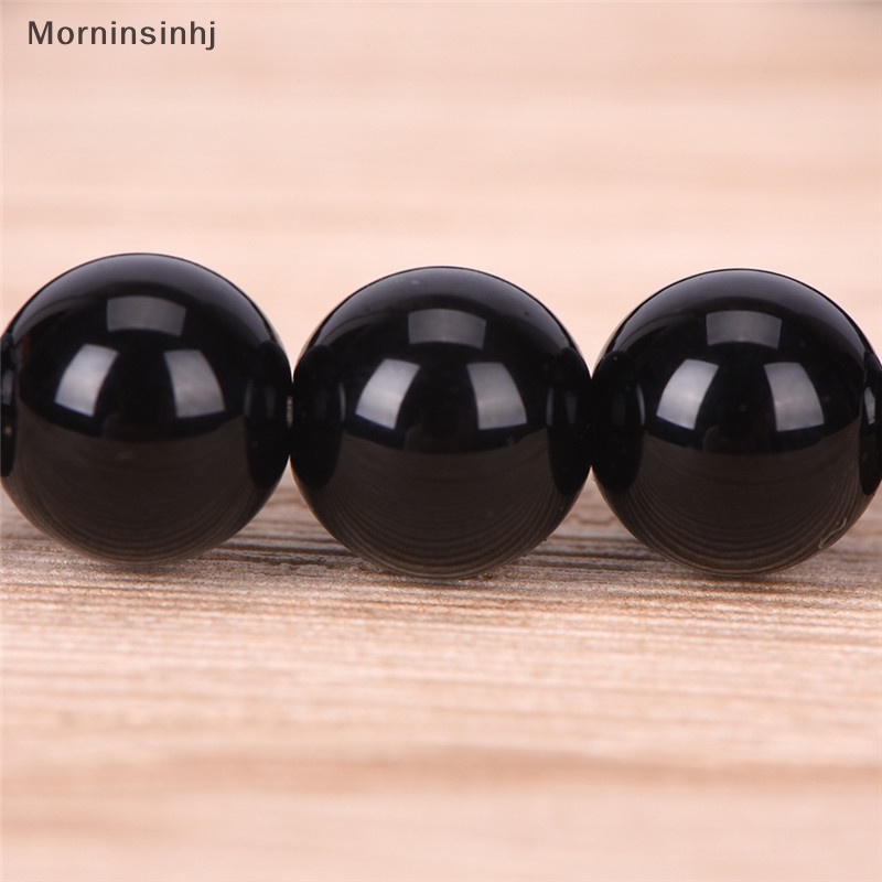 Mornin Fashion Mens Black Tourmaline Matte Agate Stone Protection Yoga Manik-Manik Stretch Gelang id