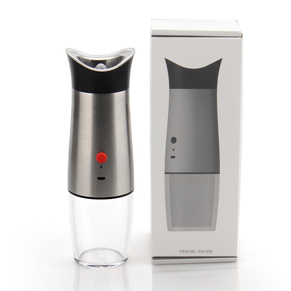Abs 140ml Stainless Steel Elektrik Salt Pepper Grinder Sensor Gravitasi Dilepas Dicuci Mill Alat Penggiling Dengan Lampu LED