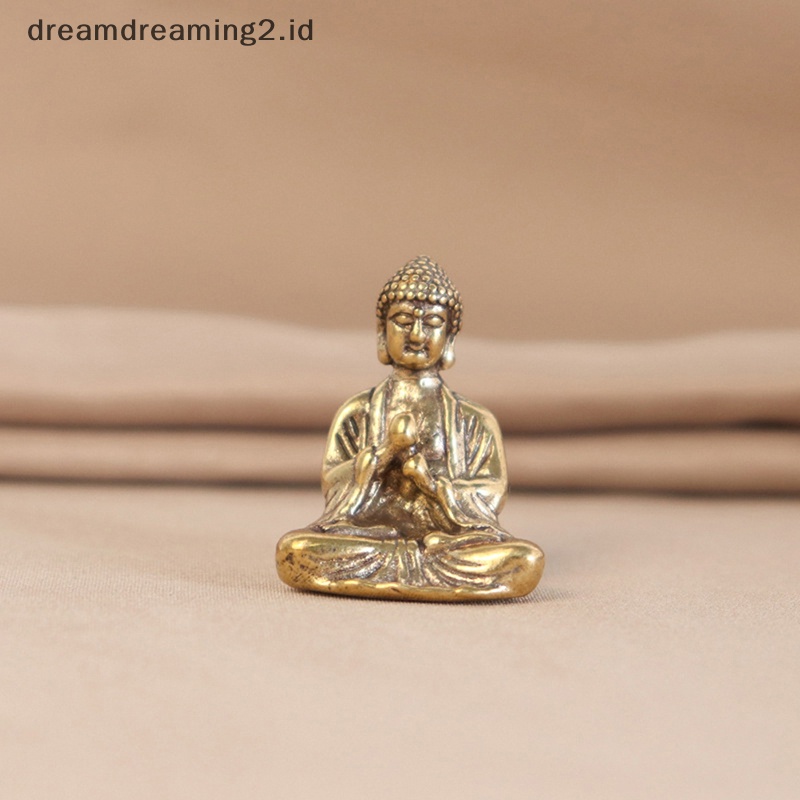 (drea) Patung Ornamen Patung Miniatur Patung Buddha Sakyamuni Tembaga Padat Mini //