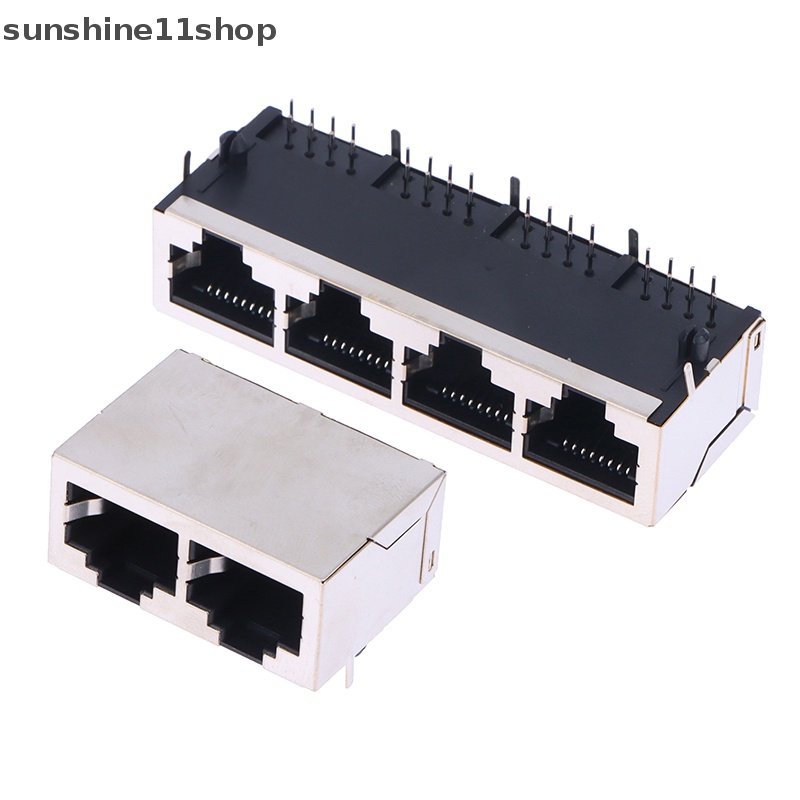 Sho 1x2 /4/6 /8 Port 59 8 Port Seri Susun Female RJ45 Jaringan Eterna LAN PCB Socket Connector Jack N