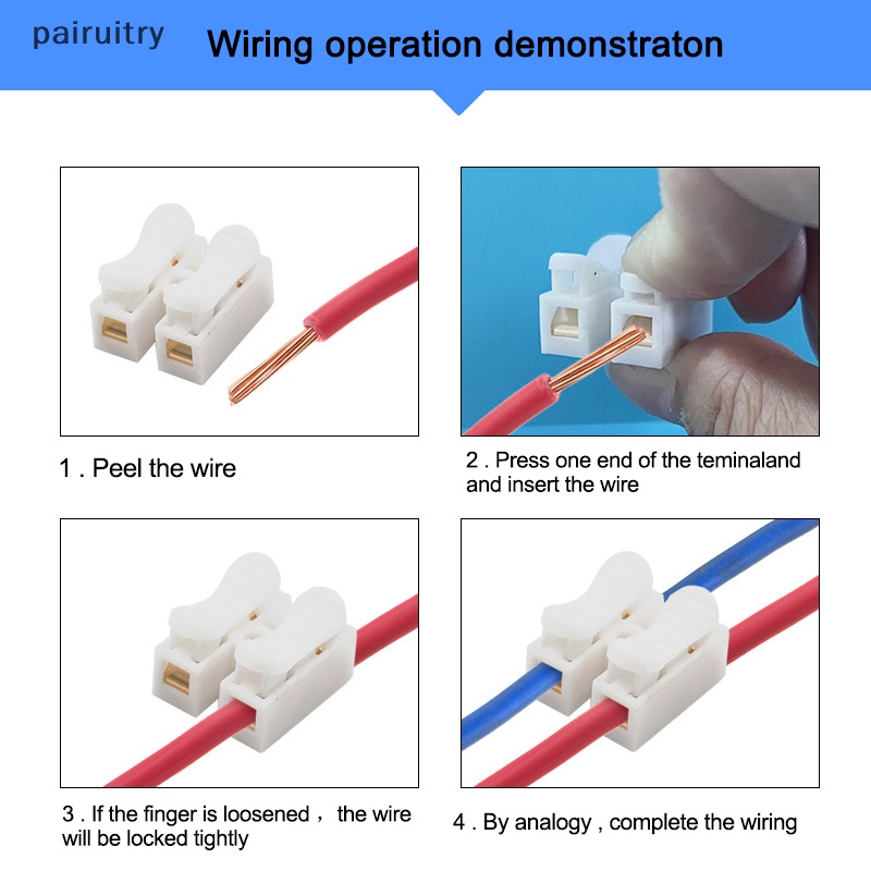 Prt 10Pcs CH2 Quick Splice Lock Wire Connector Terminal Kabel Listrik Agar Mudah Penyambungan Aman Menjadi Kabel PRT