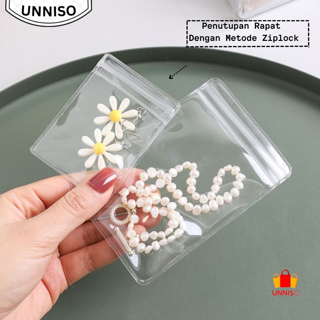 UNNISO - Penyimpanan Perhiasan Anting Pernak Pernik Transparan Plastik Ziplock