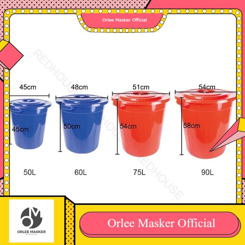 EMBER JUMBO TUTUP (BUKAN DAUR ULANG) ukuran 50L 60L 75L 90L Tebal Kuat Bahan Bagus