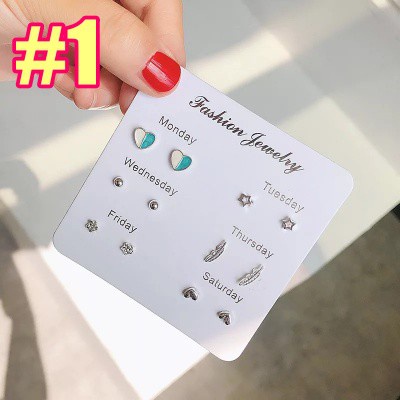 Anting Tusuk 6 in 1 Fashion Wanita Korea Aksesoris Murah