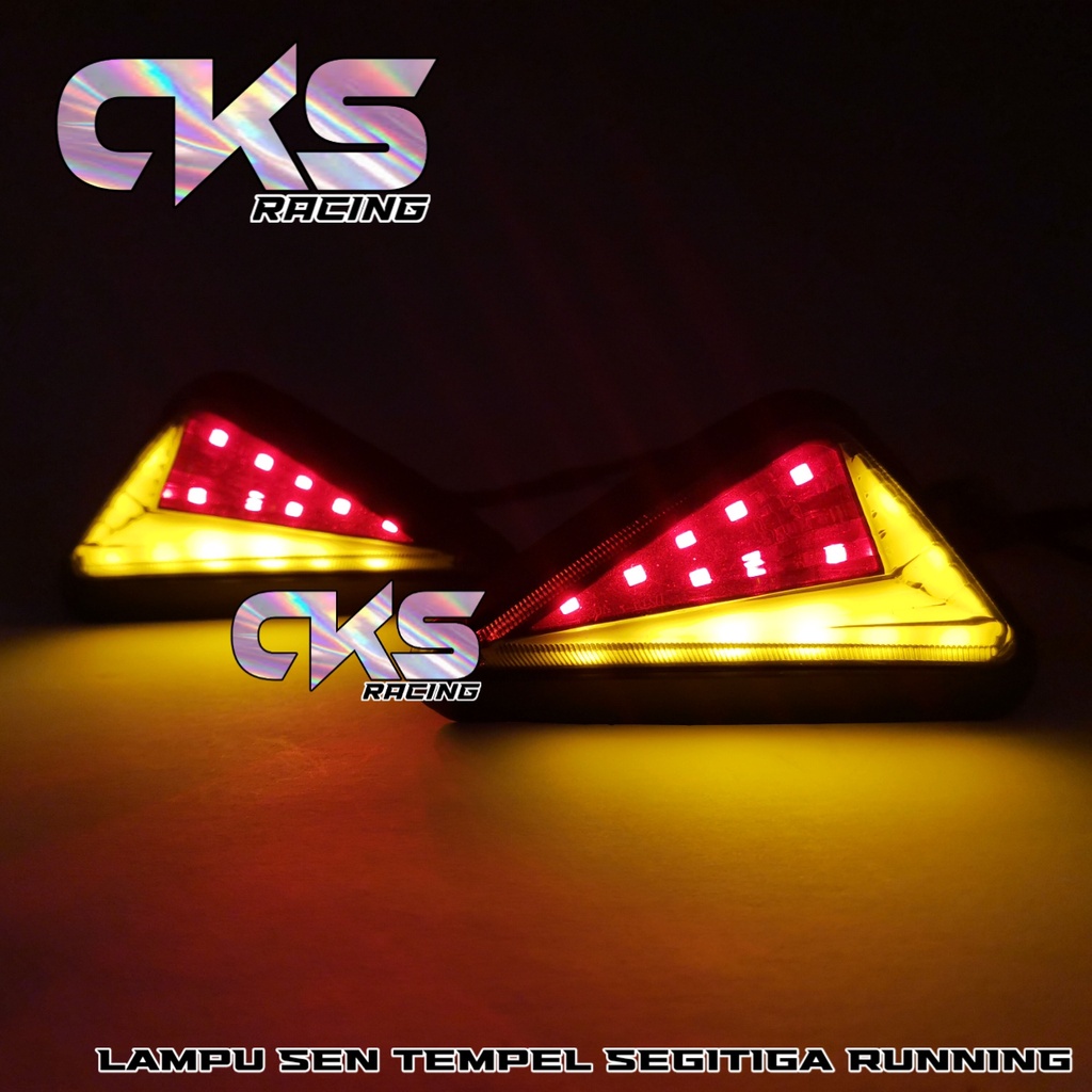 King Diamond89 Sein Tempel Segitiga Model Neon Led 2 Mode Running Lampu Sen Tempel Segitiga Besar Buat Cbr150r ,R15 v2 ,R15 v3 ,R25 ,Ninja ,Gsx Dan Motor Lainnya Universal [KING89]