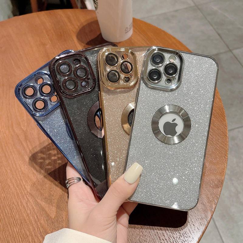 6d Plating hollow out Glitter Case iPhone 12 Pro MAX 13 Pro MAX 11 Pro MAX X XS MAX XR 7plus8 Plus SE2 Pencegah Jatuh Dengan Perlindungan Lensa Casing Lembut