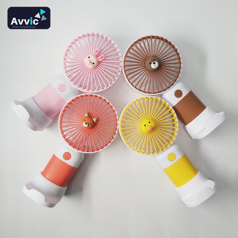 AVVIC DD5645 Kipas Angin Genggam Portable Mini Handheld Desktop Fan USB Rechargeable with Holder