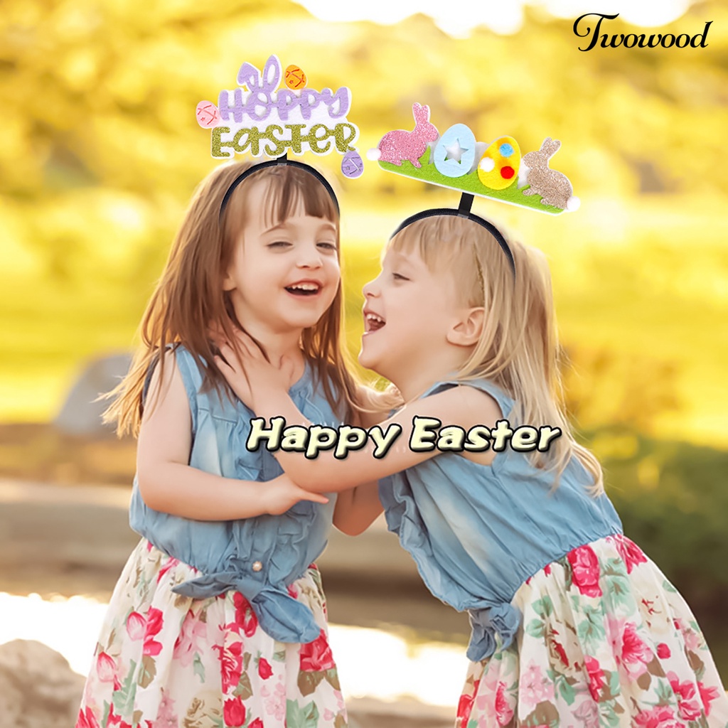 Twowood easter Headband Elastis Desain Kartun Indah Happy-easter Adorable Head Hoop Festival Props