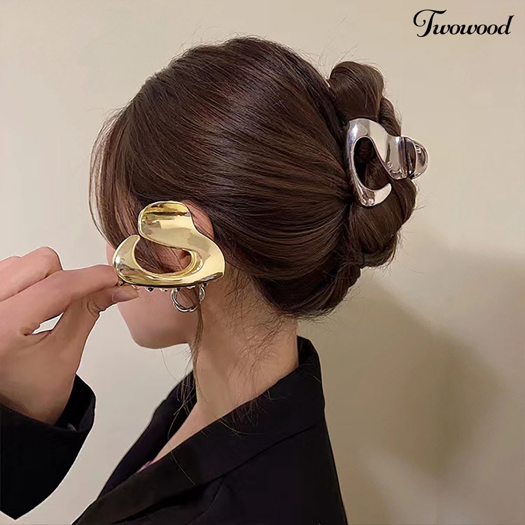 Twowood Wanita Cakar Rambut Mewah Warna Solid Non-slip Dengan Gigi Ukuran Mini Hiasan Rambut Alloy Berongga Keluar Wanita Klip Rambut Alat Styling Rambut