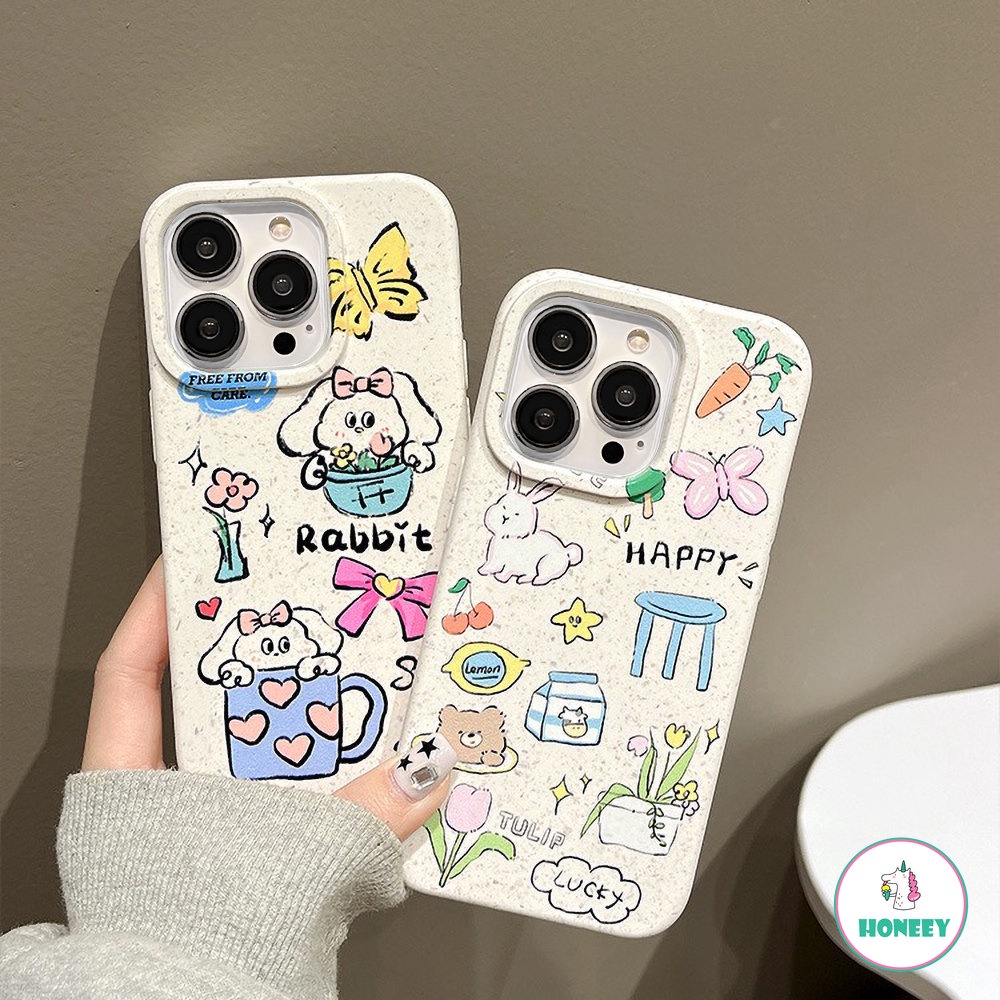 Casing Kelinci Puppy Graffiti Lucu Untuk iPhone 14 Pro Max13 12 11 Pro Max XS XR 7 8Plus Warna-Warni Lembut Shockproof Penutup Belakang