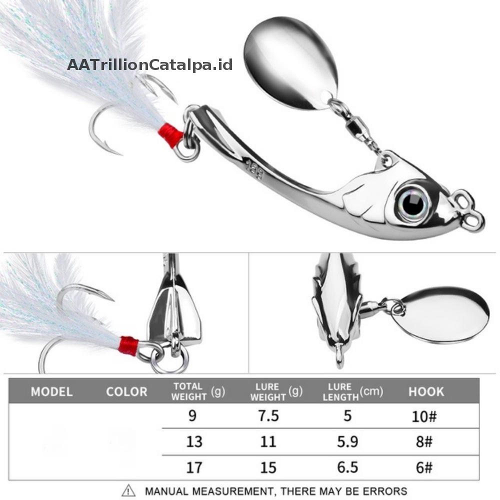 Aatrillioncatalpa Spinner Umpan 9g 13g 17g Metal Vib Fishing Lure Troli Rotag Sendok Wobbler S ID