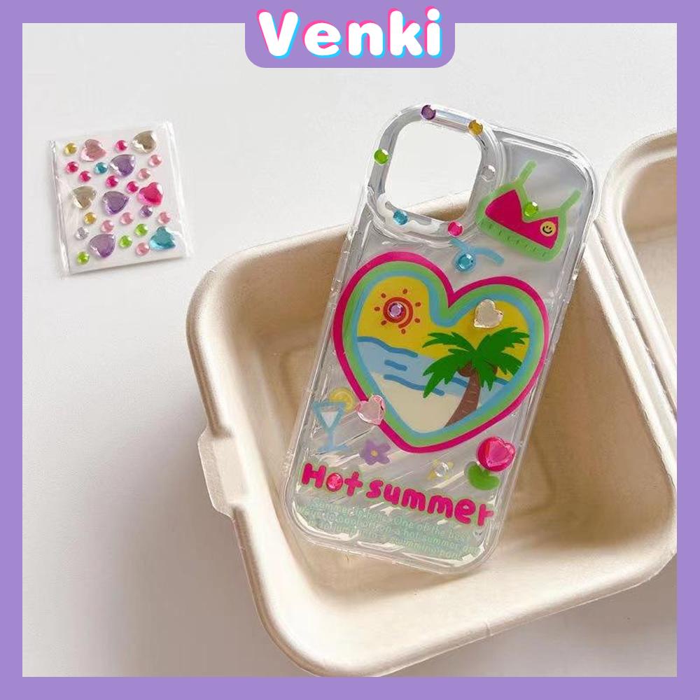 VENKI - Untuk iPhone 11 iPhone Case Laser Reflektif Bening Phone Case TPU Soft Shockproof Airbag Case Cute Summer Coco Kompatibel dengan iPhone 14 13 Pro max 12 Pro 7Plus 8Plus