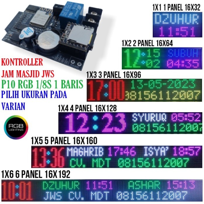 Kontroller Jws Khalifah Jadwal Sholat Jam Masjid P10 RGB - 1 BARIS