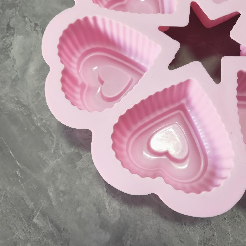 Jeromy Cupcake Cetakan Diy Serbaguna Silikon Love/Heart Shaped Six Grid Bakeware