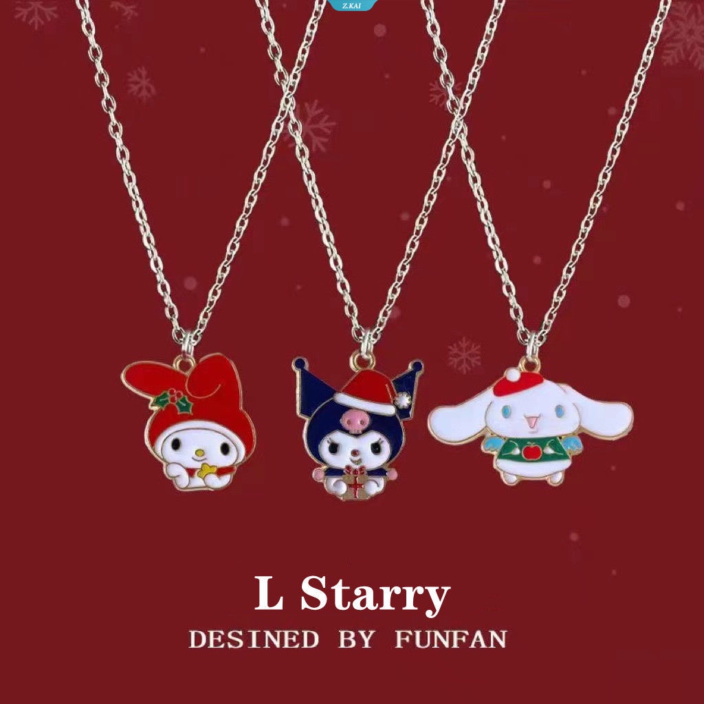 Kalung Cinnamoroll Baru Kuromi HelloKitty Natal Sanrio Eropa Dan Amerika Hadiah Perhiasan Kartun My Melody Necklace [ZK]