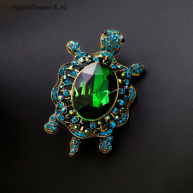 {rippleflower4.id} Berlian Imitasi Penyu Laut Hewan Bros Pin Untuk Wanita Perhiasan Hadiah Hadiah Lady Pin Payudara Elegan Fashion Jewelry~