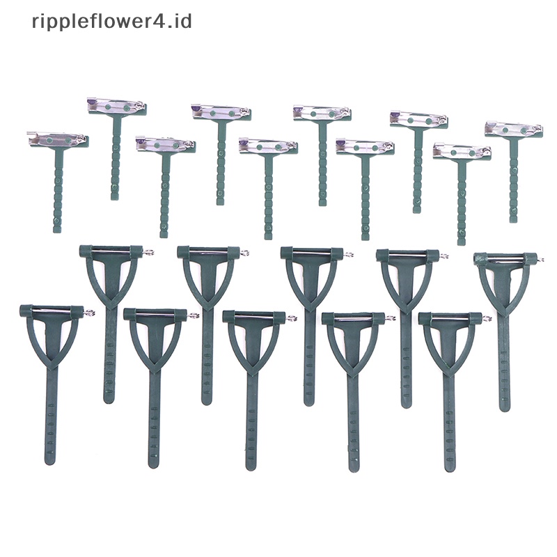 {rippleflower4.id} 10pcs DIY Art Plant Flower Brooch Holder Klip Tetap Bentuk T Segitiga Pin Bahan Perlengkapan Membuat Perhiasan Pernikahan Aksesoris~