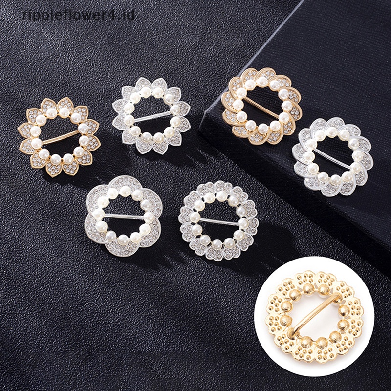 {rippleflower4.id} Mutiara Pesona Bunga Bulat Jantung Bros Elegan Fashion Bros Syal Gesper Simpul Sudut Kancing Perhiasan Untuk Wanita Hadiah~