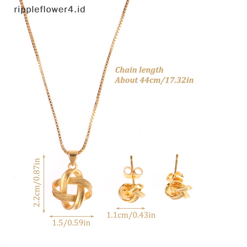 {rippleflower4.id} 3pcs /Set Perhiasan Untuk Wanita Interweave Geometris Liontin Kalung Anting Perhiasan Pernikahan Set Aksesoris Pesta Hadiah~