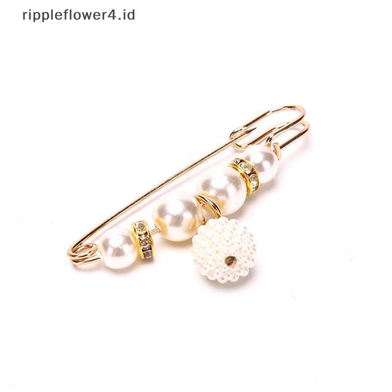 {rippleflower4.id} 10pcs Mutiara Bros Pengencang Pinggang Pin Anti-Cahaya Membuka Bawah Bros~