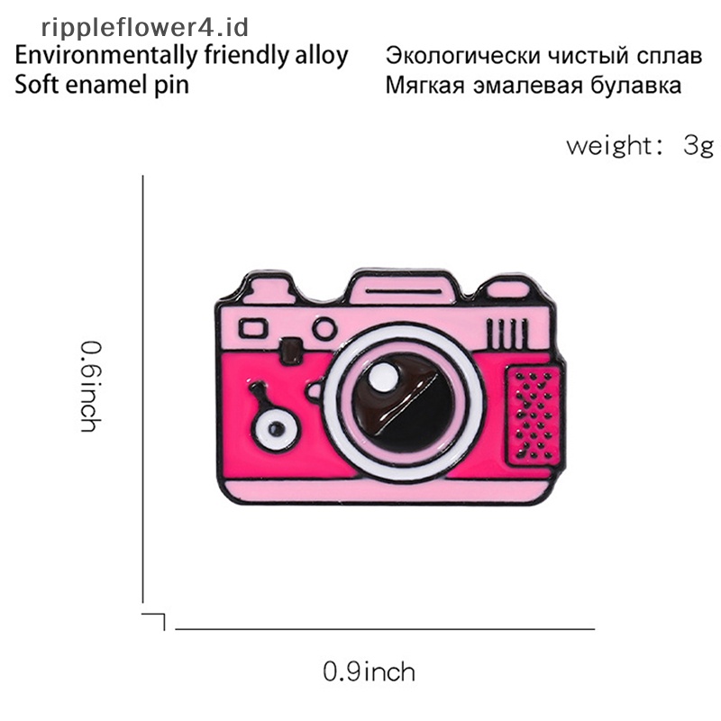 {rippleflower4.id} 4gaya Kamera Enamel Pin Bros Custom Kerah Lencana Kartun Perjalanan Luar Ruangan Perhiasan Hadiah Untuk Teman Anak-Anak~