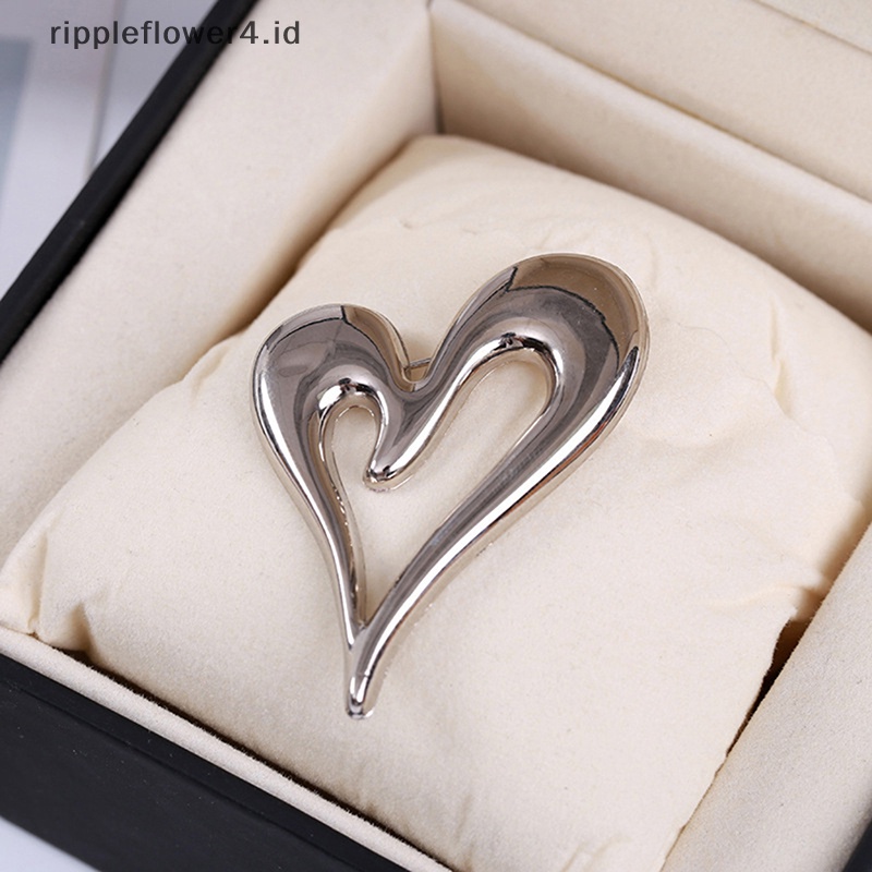 {rippleflower4.id} Bros Hati Logam Desain Sederhana Hati Cinta Wanita Unisex Bros Pin Hadiah~