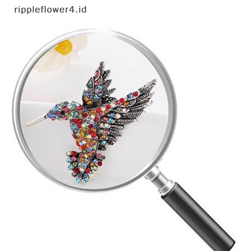 {rippleflower4.id} Bros Hummingbird Berlian Imitasi Untuk Wanita Perhiasan Gaya Burung Lucu Brooch Pin~